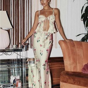 Princess Polly Floral Skirt Set in Cream and Pink